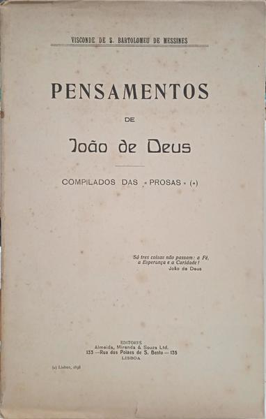 PENSAMENTOS DE JOÃO DE DEUS. [DED. AUTOR]