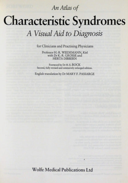 AN ATLAS OF CHARACTERISTIC SYNDROMES A VISUAL AID TO DIAGNOSIS.