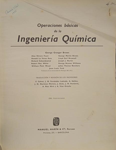 OPERACIONES BÁSICAS DE LA INGENIERÍA QUÍMICA.