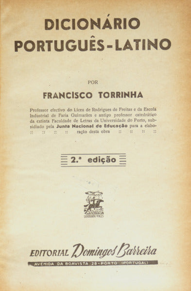 DICIONÁRIO PORTUGUÊS-LATINO. [2.ª EDIÇÃO - PRETO]