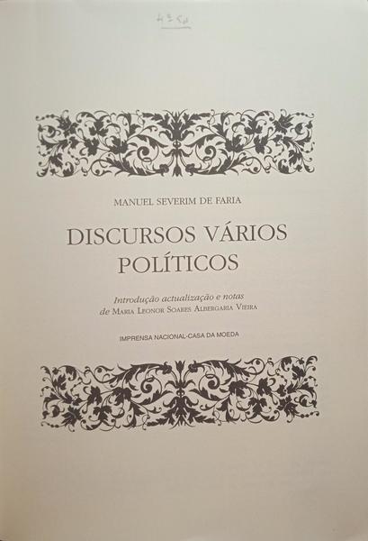 DISCURSOS VÃRIOS POLÃTICOS. [4.Âª EDIÃ‡ÃƒO]