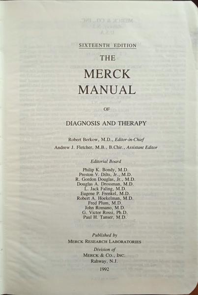 THE MERCK MANUAL OF DIAGNOSIS AND THERAPY. [16.ª EDIÇÃO]