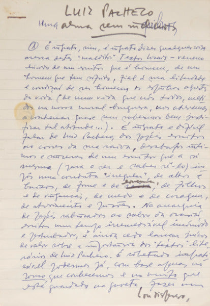 MANUSCRITO - LUIZ PACHECO UMA ALMA SEM INQUILINOS