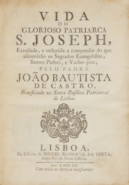VIDA DO GLORIOSO PATRIARCA S. JOSEPH,