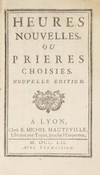 HEURES NOUVELLES OU PRIERES CHOISIES.
