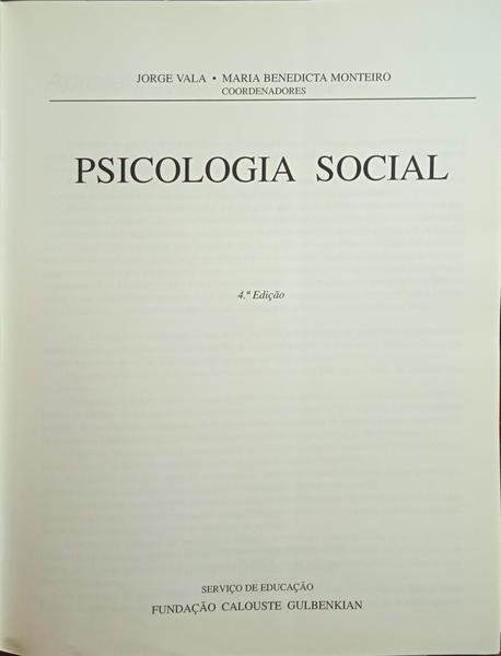PSICOLOGIA SOCIAL. [4.ª EDIÇÃO]