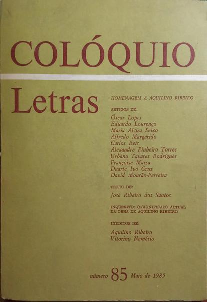 COLÓQUIO LETRAS, N.º 85, MAIO 1985.