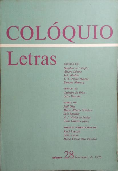 COLÓQUIO LETRAS, N.º 28, NOVEMBRO 1975.
