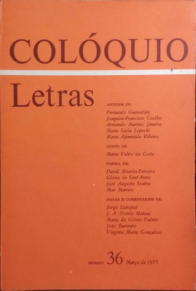 COLÓQUIO LETRAS, N.º 36, MARÇO 1977.