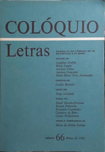 COLÓQUIO LETRAS, N.º 66, MARÇO 1982.