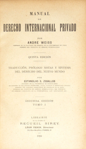 MANUAL DE DERECHO INTERNACIONAL PRIVADO. [2 VOLS.]