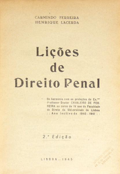 LIÃ‡Ã•ES DE DIREITO PENAL. [2.Âª EDIÃ‡ÃƒO]