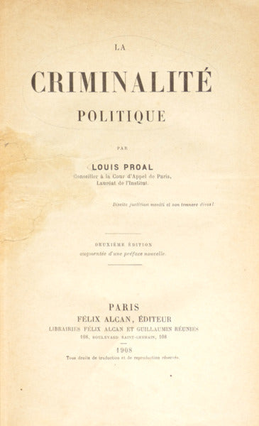 LA CRIMINALITÃ‰ POLITIQUE.