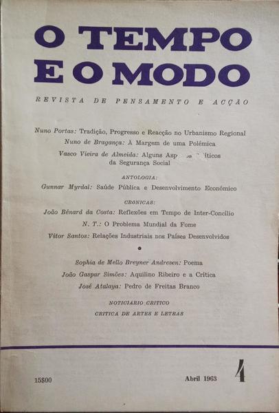 TEMPO (O) E O MODO, N.º 4, ABRIL 1963.