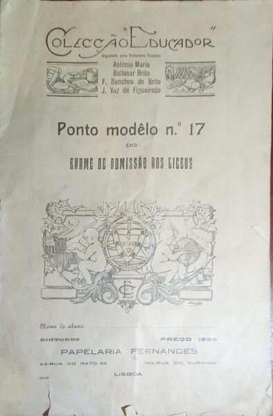 PONTO MODÊLO N.º 17 DO EXAME DE ADMISSÃO AOS LICEUS.