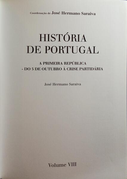A PRIMEIRA REPÃšBLICA - DO 5 DE OUTUBRO Ã€ CRISE PARTIDÃRIA.