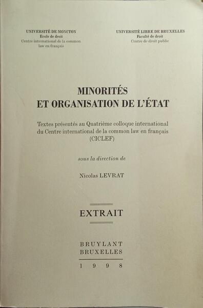LEVRAT. (Nicolas) MINORITÉS ET ORGANISATION DE L'ÉTAT.