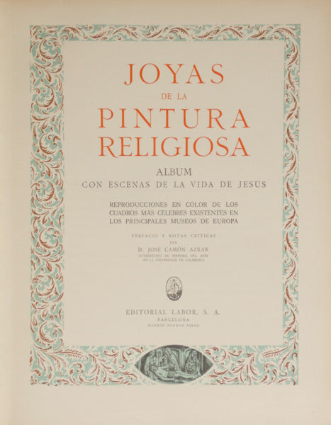 CAMÓN AZNAR. (José) JOYAS DE LA PINTURA RELIGIOSA. [ 2 VOLS.]