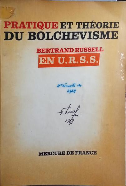 RUSSELL. (Bertrand) PRATIQUE ET THÉORIE DU BOLCHEVISME.