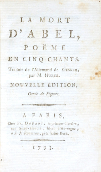 GESNER. (Salomon) LA MORT D'ABEL,