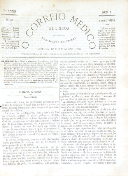 CORREIO (O) MÉDICO DE LISBOA, 7.º VOLUME, 1878 - 10.º VOLUME, 1881.