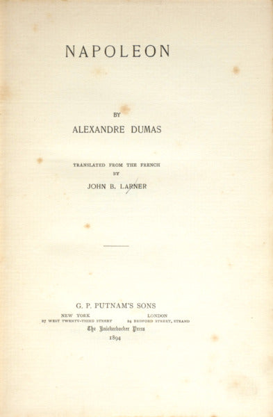 DUMAS. (Alexandre) NAPOLEON.
