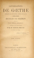 CONVERSATIONS DE GOETHE. [2 VOLS.]
