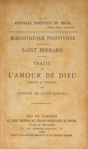 SAINT BERNARD. TRAITÉ DE L'AMOUR DE DIEU.