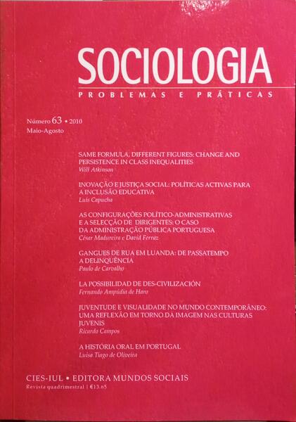 SOCIOLOGIA, PROBLEMAS E PRÁTICAS, N.º 63, MAIO-AGOSTO 2010.