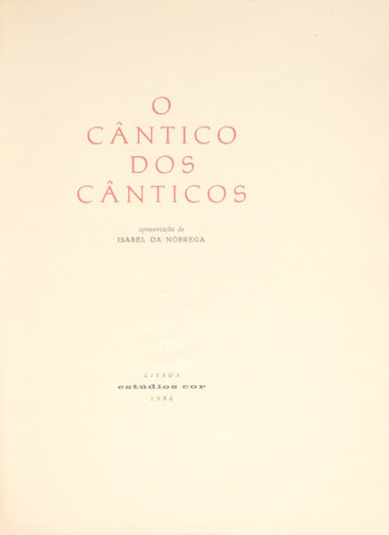 O CÂNTICO DOS CÂNTICOS.