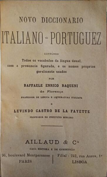 NOVO DICCIONARIO ITALIANO-PORTUGUEZ.