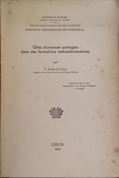 GÎTES D'URANIUM PORTUGAIS DANS DES FORMATIONS MÉTASÉDIMENTAIRES.