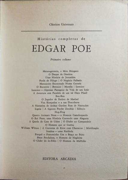 HISTÃ“RIAS COMPLETAS DE EDGAR POE. [2 VOLS.]