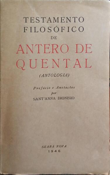 TESTAMENTO FILOSÓFICO DE ANTERO DE QUENTAL.