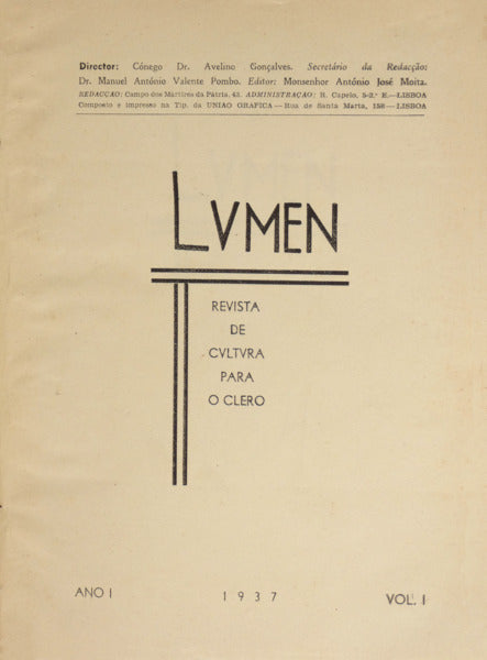 LVMEN. REVISTA DE CULTURA PARA O CLERO. ANO I,  1937 A ANO XV, 1951. [15 VOLUMES]