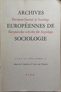 ARCHIVES EUROPÃ‰ENNES DE SOCIOLOGIE, TOME XVI, NUMÃ‰RO 1, 1975.