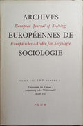 ARCHIVES EUROPÃ‰ENNES DE SOCIOLOGIE, TOME III, NUMÃ‰RO 1, 1962.