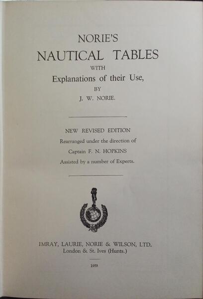 NORIE'S NAUTICAL TABLES.