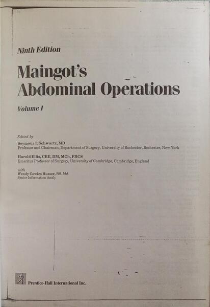 MAINGOT'S, ABDOMINAL OPERATIONS. [2 VOLS.]