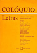 COLÓQUIO LETRAS, N.º 92, JULHO 1986.