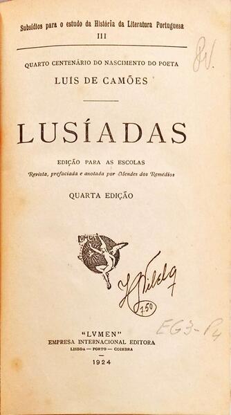 LUSIADAS: EDIÇÃO PARA AS ESCOLAS. [4.ª EDIÇÃO]