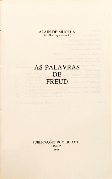 AS PALAVRAS DE FREUD.
