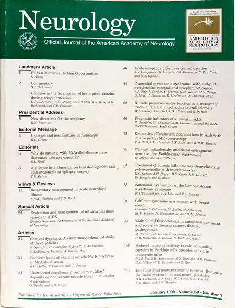 NEUROLOGY, VOL. 50, N.º 1, JANUARY, 1998 - VOL. 51, N.º 6, DECEMBER, 1998. [5 VOLS.]