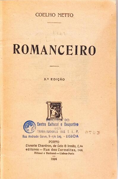 ROMANCEIRO. [3.ª EDIÇÃO