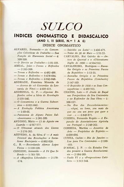 SULCO, REVISTA DE CULTURA POLÍTICA-SOCIAL, 2.ª SÉRIE. [5 VOLS.]