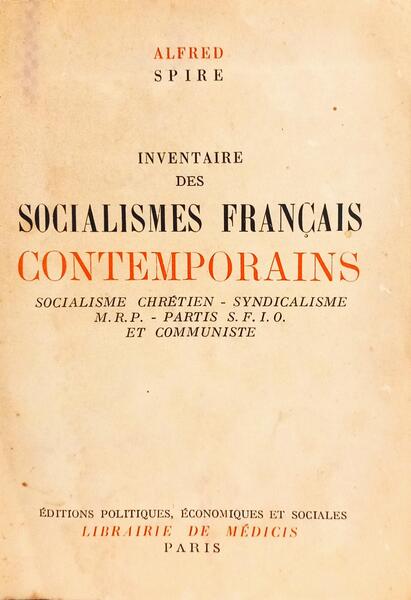 INVENTAIRE DES SOCIALISMES FRANÇAIS CONTEMPORAINS.
