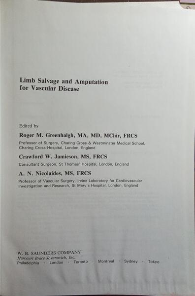 LIMB SALVAGE AND AMPUTATION FOR VASCULAR DISEASE.