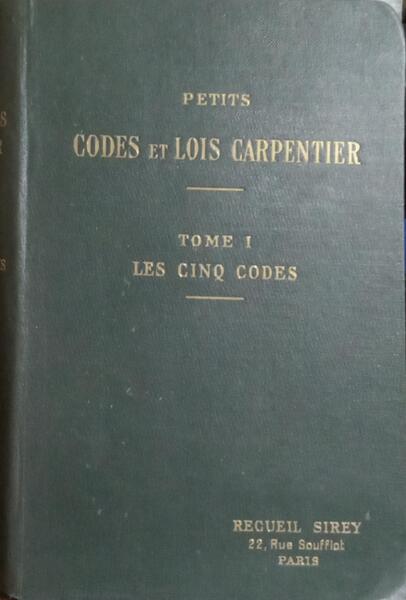 PETITS CODES ET LOIS CARPENTIER. [2 VOLS.]