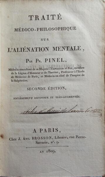 TRAITÉ MÉDICO-PHILOSOPHIQUE SUR L'ALIÉNATION MENTALE.