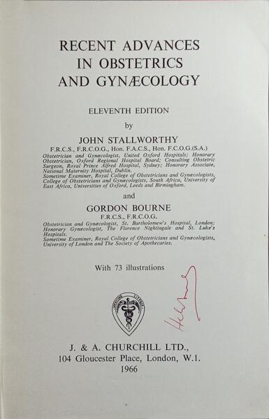 RECENT ADVANCES IN OBSTETRICS AND GYNAECOLOGY.